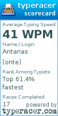 Scorecard for user onte