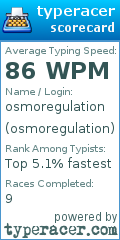 Scorecard for user osmoregulation