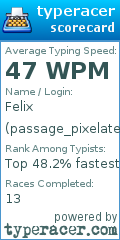 Scorecard for user passage_pixelated