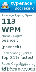 Scorecard for user peancelt