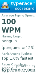 Scorecard for user penguinstar123
