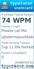 Scorecard for user plsletmesuckbebopsdink