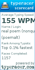 Scorecard for user poemalt