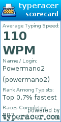Scorecard for user powermano2
