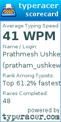 Scorecard for user pratham_ushkewar
