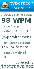 Scorecard for user pvpcrafterman