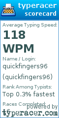 Scorecard for user quickfingers96