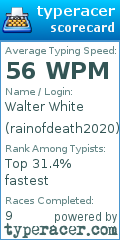 Scorecard for user rainofdeath2020