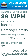 Scorecard for user rampagediamond