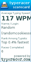 Scorecard for user randomcookiesss