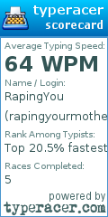Scorecard for user rapingyourmother