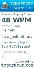 Scorecard for user real_helmetharold