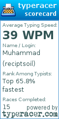 Scorecard for user reciptsoil