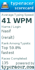 Scorecard for user reralt