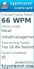 Scorecard for user retailmanagement