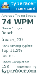 Scorecard for user roach_23