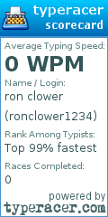 Scorecard for user ronclower1234