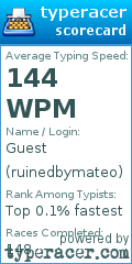 Scorecard for user ruinedbymateo
