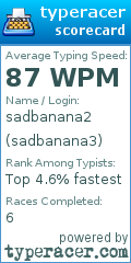 Scorecard for user sadbanana3