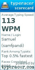Scorecard for user samfpandi