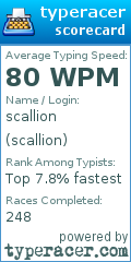 Scorecard for user scallion