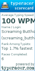 Scorecard for user screaming_butthole