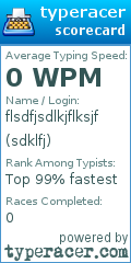 Scorecard for user sdklfj