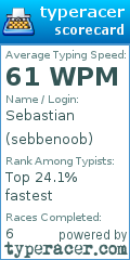 Scorecard for user sebbenoob
