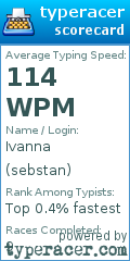 Scorecard for user sebstan