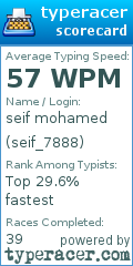 Scorecard for user seif_7888