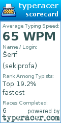Scorecard for user sekiprofa