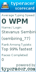 Scorecard for user sembiring_77