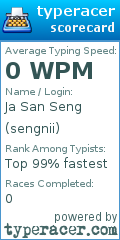 Scorecard for user sengnii