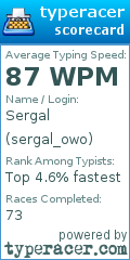 Scorecard for user sergal_owo