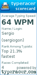 Scorecard for user sergiogon