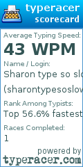 Scorecard for user sharontypesoslow