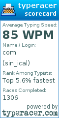 Scorecard for user sin_ical
