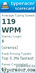 Scorecard for user sirenss