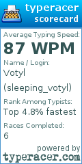 Scorecard for user sleeping_votyl