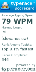 Scorecard for user slowandslow