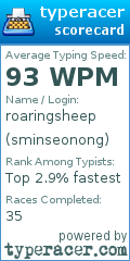 Scorecard for user sminseonong