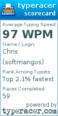 Scorecard for user softmangos
