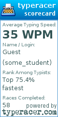 Scorecard for user some_student