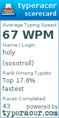 Scorecard for user sosotroll