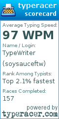 Scorecard for user soysauceftw