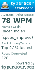 Scorecard for user speed_improve