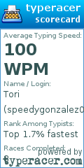 Scorecard for user speedygonzalez0