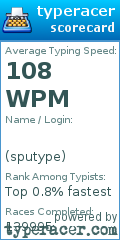 Scorecard for user sputype