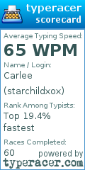 Scorecard for user starchildxox