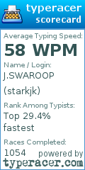 Scorecard for user starkjk